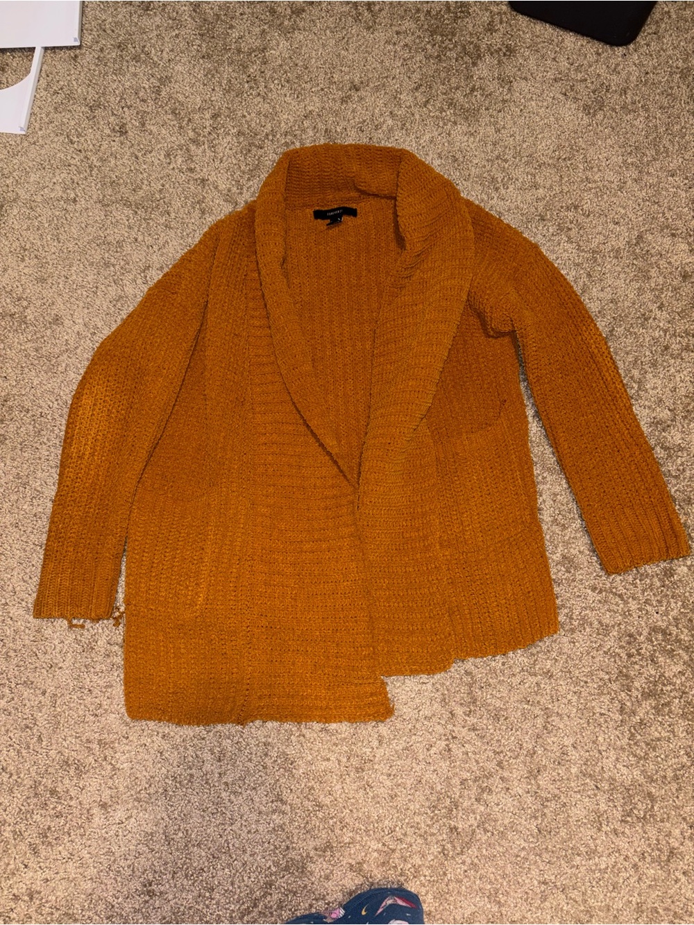 Cozy Open-Front Chunky Knit Cardigan - mustard Forever 21